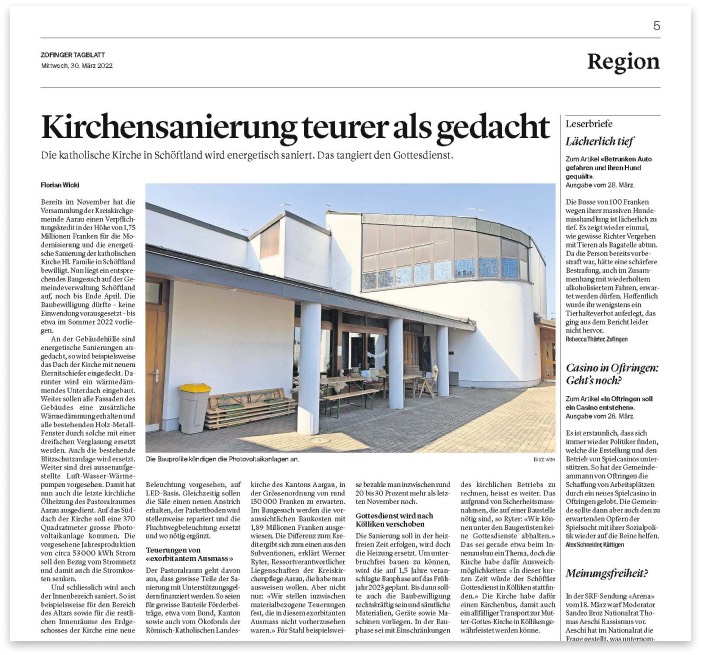Katholische Kirche –Kirchensanierung teurer als gedacht