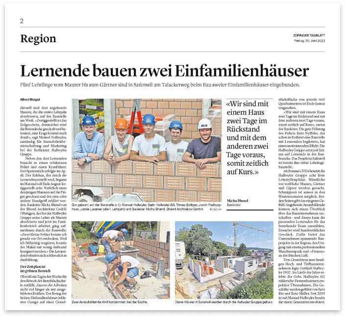 Lernende Baustelle – Safenwil