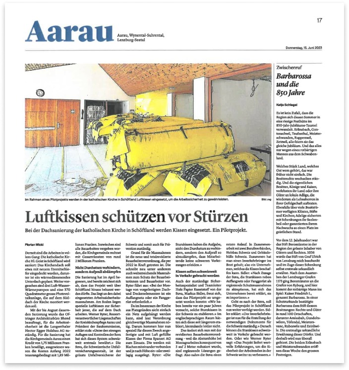 Pilotprojekt Arbeitssicherheit mit Luftkissen