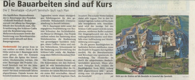 Sennhof – Bauarbeiten sind auf Kurs